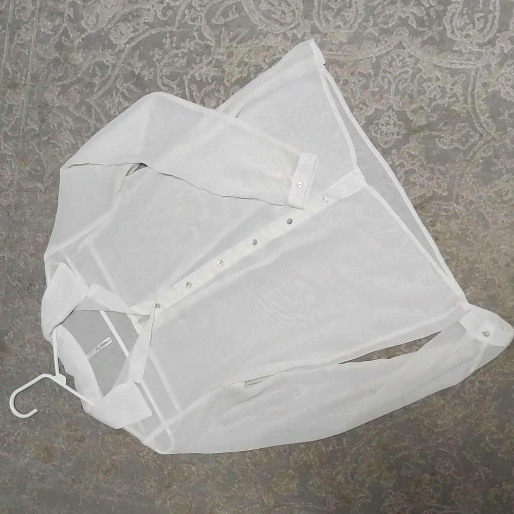 Francesca's Sheer White Button Down
